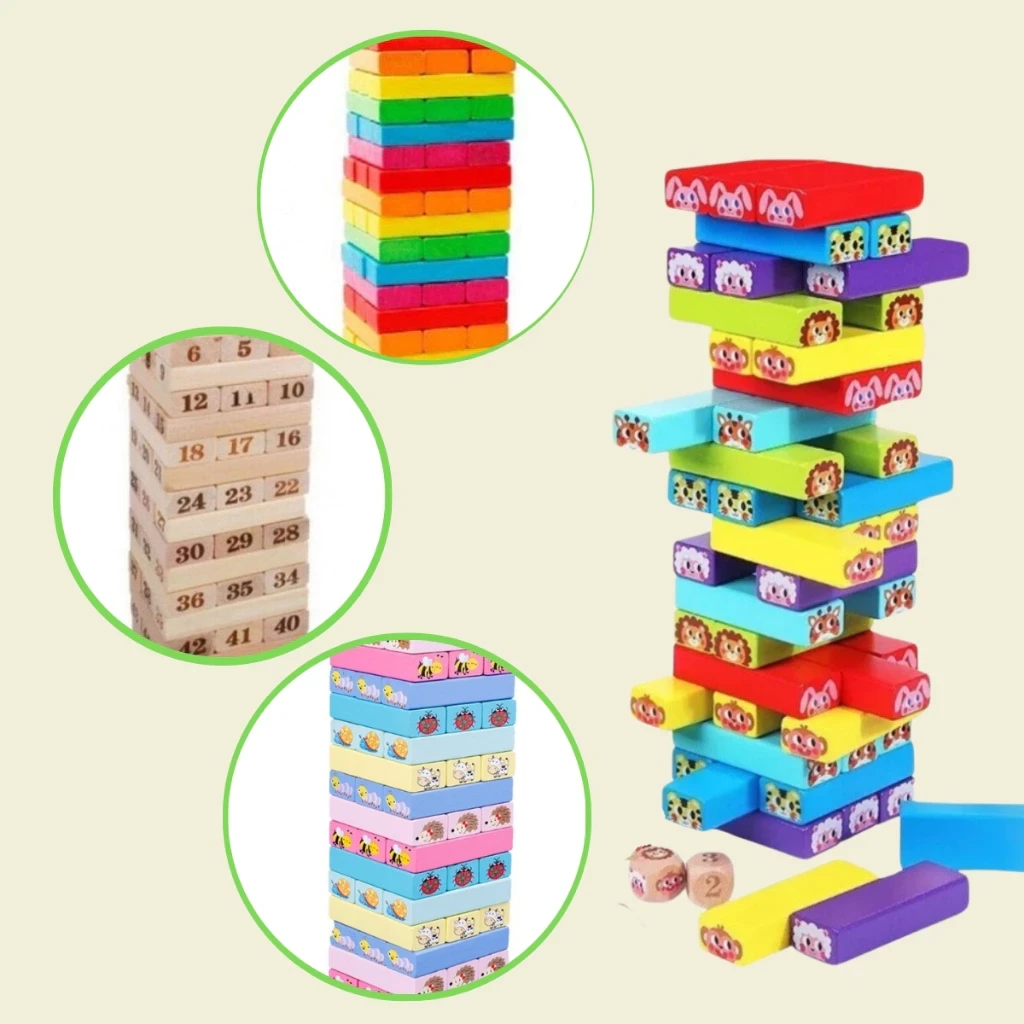 Rút Gỗ Loại To, Đồ Chơi Trẻ Em Luyện Trí Thông Minh Nhiều Màu, Hoạt Hình Dễ Thương