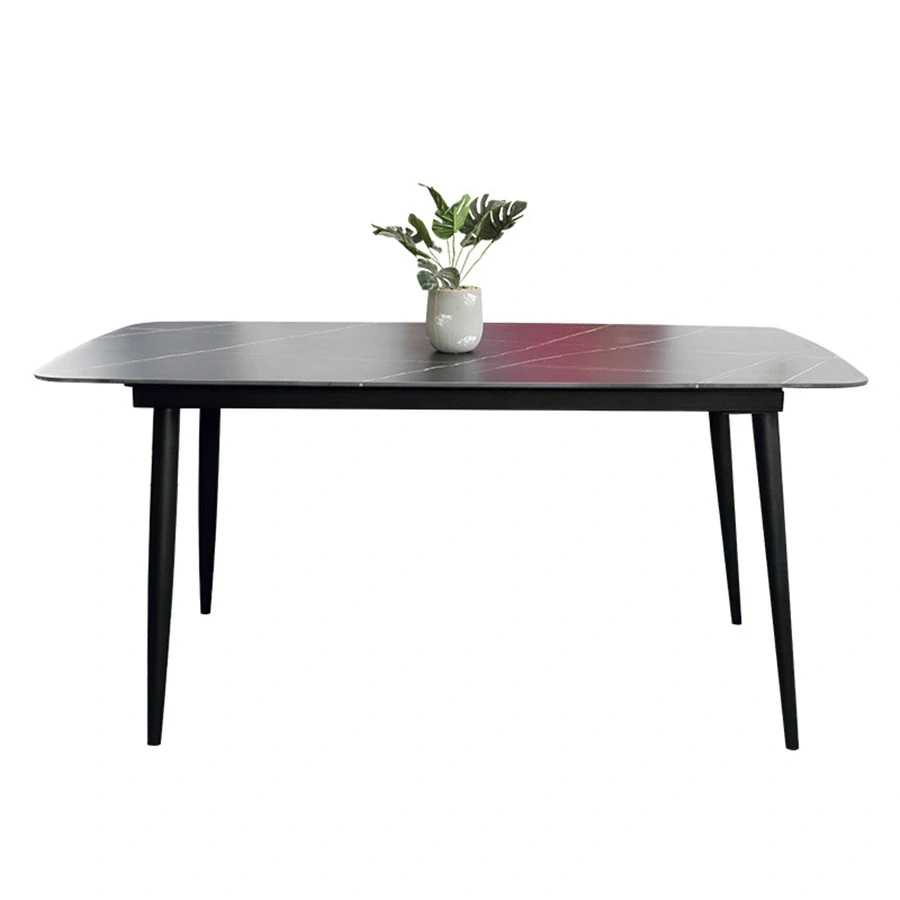 Bàn ăn mặt đá hình chữ nhật 4 chân sắt